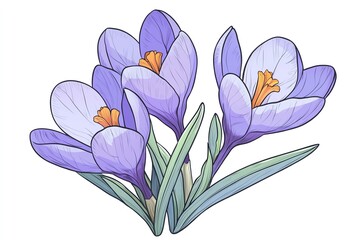 Wall Mural - crocus  on white background