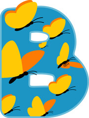 Wall Mural - Butterfly Inside Letter Alphabet Vector Element B