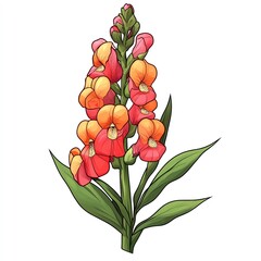 Wall Mural - snapdragon on white background