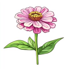 Wall Mural - pink zinnia  on white background