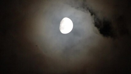 Wall Mural - Half moon and clouds at night