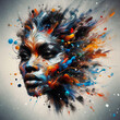 © M.studio - Abstract female portrait with colorful, flowing brushstrokes. The expressive composition blends beauty and artistic energy, creating a captivating visual impact