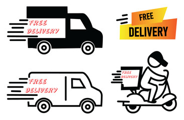 Shipping fast delivery man riding motorcycle icon for apps and websites, Track and trace processing status,  delivery truck icon set. 