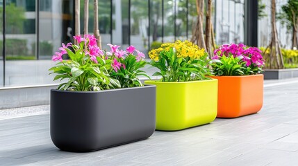 Colorful Planters with Flowers