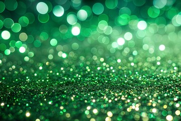 Wall Mural - green glitter background with bokeh for holiday design