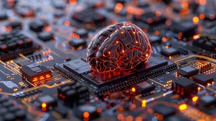 Sticker - A computer chip with a brain on it