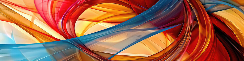 Vibrant abstract background featuring bold angular shapes in red, orange, and blue hues, creating dynamic and energetic visual experience