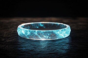 Wall Mural - Glowing crystal ring floating on water