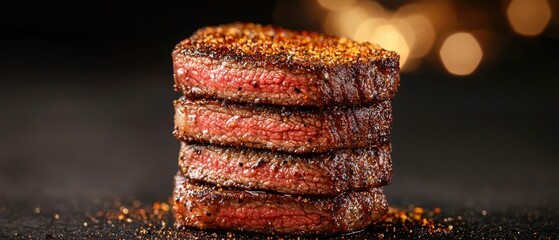 Juicy seared steak with caramelized crust