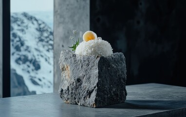 Wall Mural - Minimalist food presentation with natural elements