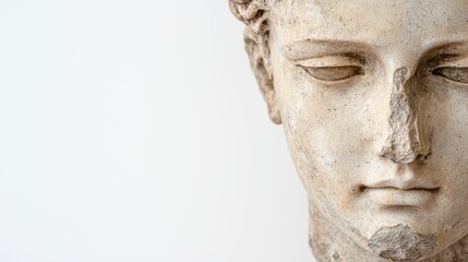 Closeup of ancient stone sculpture face