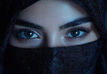 Poster - Mysterious blue eyes behind dark veil