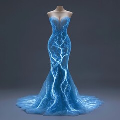 Poster - Stunning blue mermaid-style evening gown with intricate design