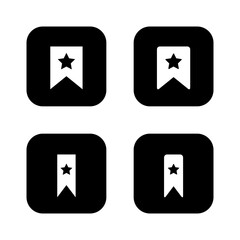 Poster - Bookmark favorite icon set on black square. Page mark with star concept