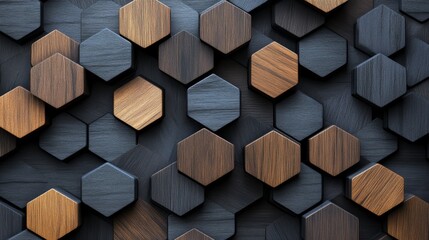 Wall Mural - Modern Hexagon Wooden Pattern Texture Background