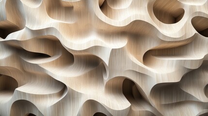 Wall Mural - Abstract Wooden Texture with Soft Curves and Patterns