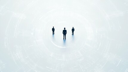 Wall Mural - Businessmen Standing in a Circular Pattern of Abstract Lines