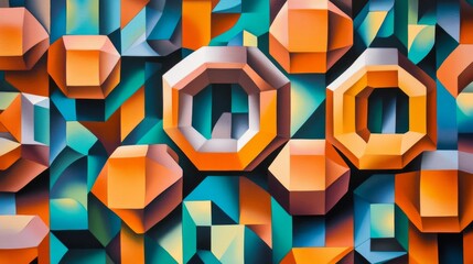 Wall Mural - Abstract Geometric Shapes in Vibrant Colors