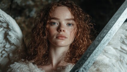 Sticker - Thoughtful young woman with curly red hair