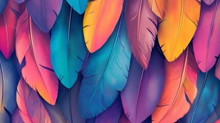 Sticker - Vibrant Colorful Feather Abstract Background Design