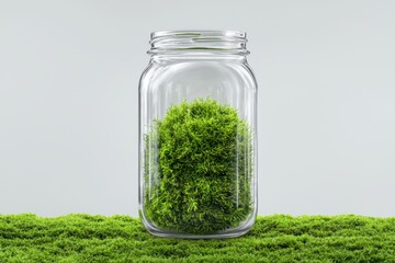 Wall Mural - Preserved moss in a glass jar