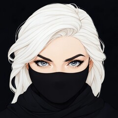 Sticker - mysterious woman with white hair and blue eyes