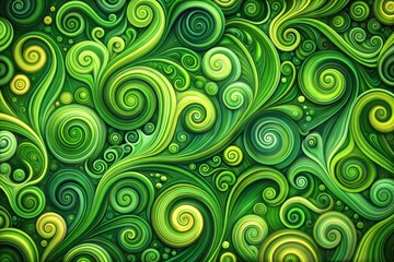 Wall Mural - Vibrant green abstract pattern with swirling lines