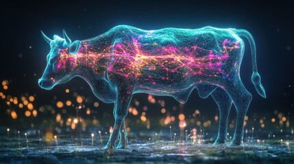 Poster - Digital Cow in a Glowing Field