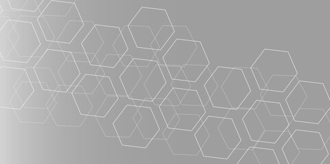 Poster - Abstract grey 3d Hexagonal shape structure futuristic background. Modern simple style hexagonal graphic concept. gray  hexagonal pattern background, with copy space abstract banner design