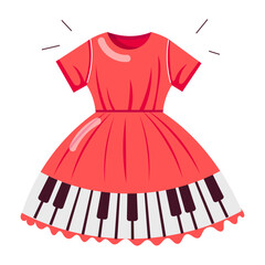 A flat style sticker of piano dress 

