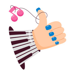 Wall Mural - Thumbs up sticker in flat style

