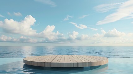 Wall Mural - Platform sea standing stage beautiful travel design template mockup with sky position