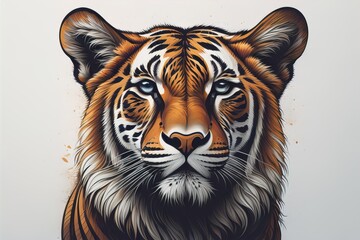 Portrait of a tiger on a solid color background. Close-up. ai generative