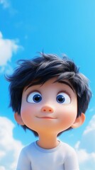 Poster - Adorable young kids with bright smiles, exuding hope and innocence, captured in a charming animated style.