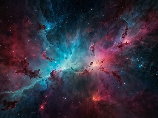 vibrant abstract cosmos with pink and blue nebulae.