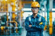 © Ilja - Confident mechanic in safety gear poses in engine room of industrial offshore supply vessel