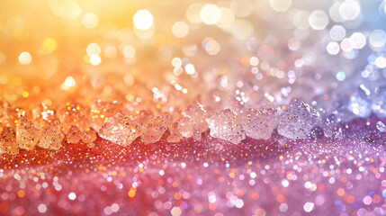 Poster - A shimmering surface of sparkling crystals in a gradient of colors, reflecting light in a mesmerizing display, creating a magical atmosphere for graphic resources.