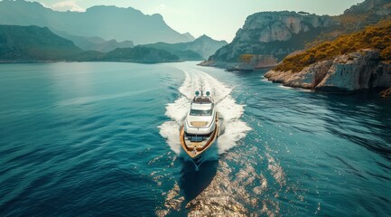 Sticker - Yacht Cruising Through Turquoise Waters