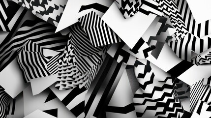 Poster - abstract black and white background with geometric patterns