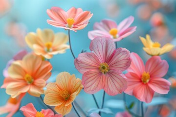 Wall Mural - Pastel Floral Beauty: Colorful Flowers on a Serene Background