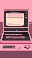 Retro old computer user interface,Pink Y2K computer window page and retro interface of PC screenTrendy,y2k pc element,8 bit pixel art,Transgressive conceptual modern art,kawaii retro 90s style.