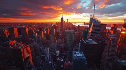 Poster - Manhattan Skyline at Sunset