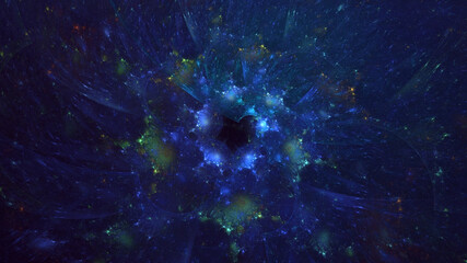 Poster - 3D manual rendering abstract fantasy light fractal background. Its not AI Generatd illustration.
