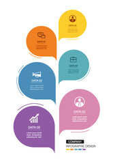 Wall Mural - Infographics speech bubbles timeline with 6 number data template. Illustration abstract background.