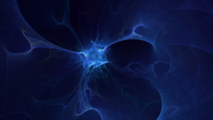 Poster - 3D rendering abstract blue fractal light background. Its not AI Generatd illustration.
