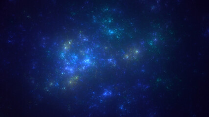 Poster - 3D rendering abstract blue fractal light background. Its not AI Generatd illustration.