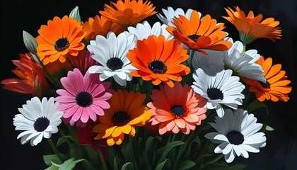 Vibrant bouquet of flowers emerging from a paintbrush bringing color to a black and white image