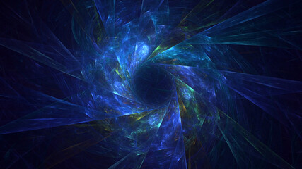 Poster - 3D rendering abstract blue fractal light background. Its not AI Generatd illustration.