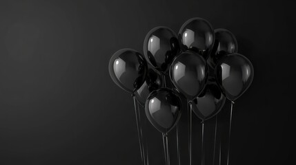 Black Friday, black balloons on dark background transparent background