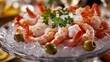© matoya - Fresh Shrimp Cocktail with Garnish on Ice